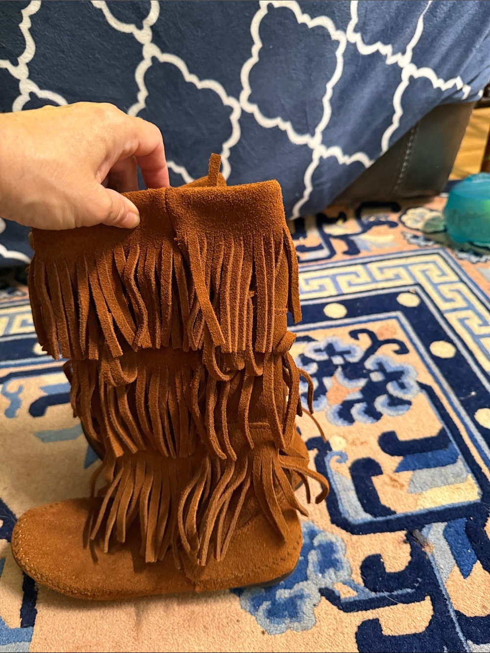 Fringed suede boot in home image